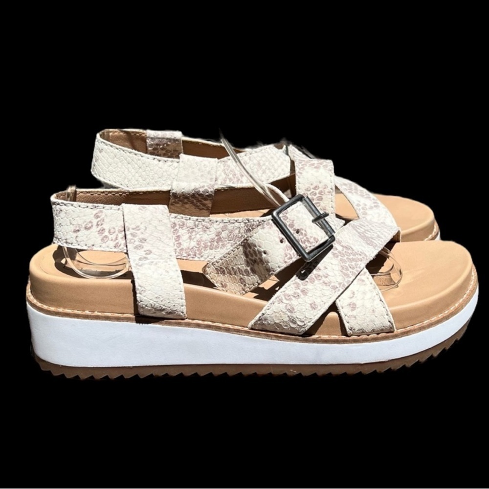 🌻NEW Lucky Brand "Idenia" Soft Snakeskin Print Leather Sandals Size 7.5 - Picture 5 of 11